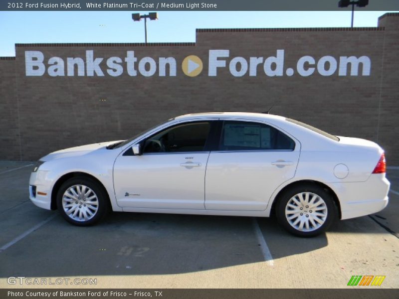 White Platinum Tri-Coat / Medium Light Stone 2012 Ford Fusion Hybrid