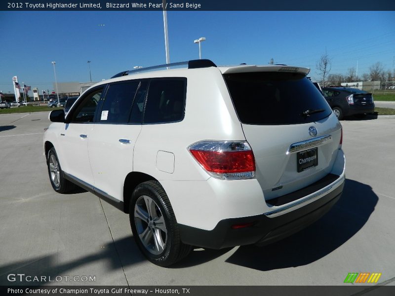 Blizzard White Pearl / Sand Beige 2012 Toyota Highlander Limited