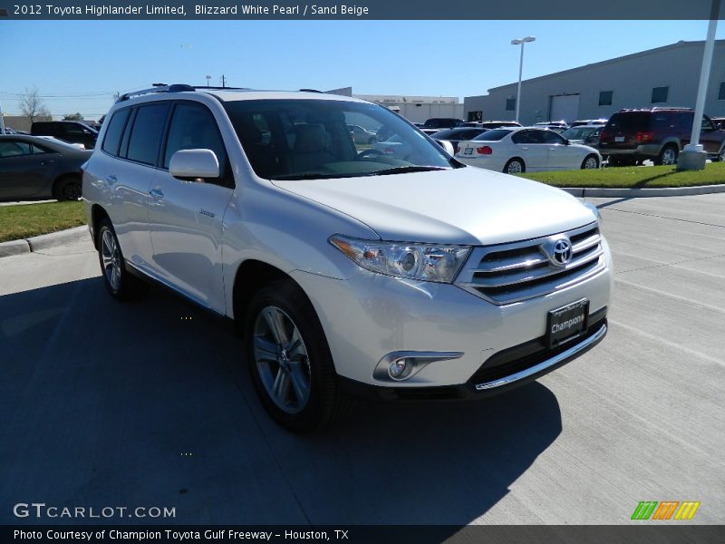 Blizzard White Pearl / Sand Beige 2012 Toyota Highlander Limited
