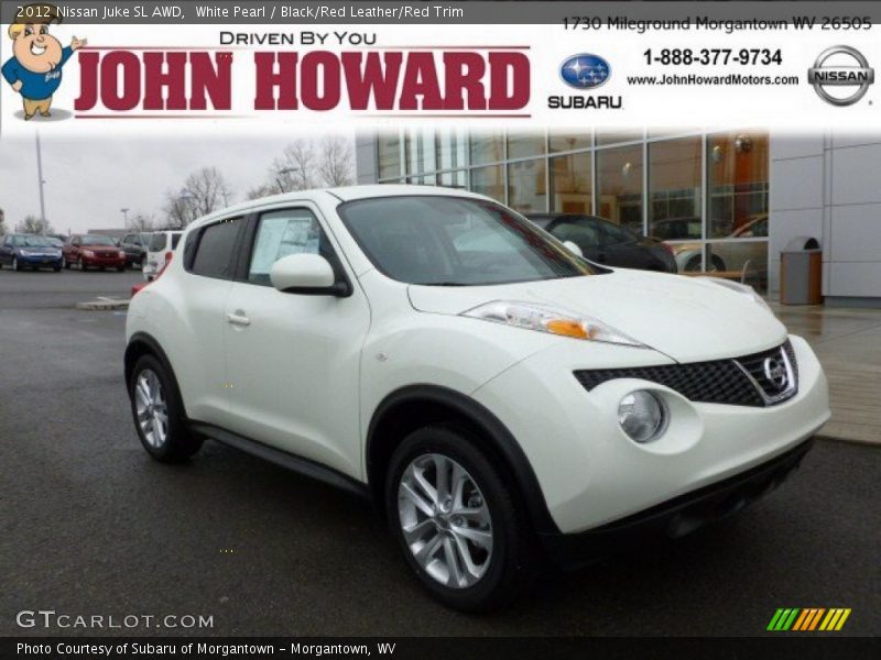 White Pearl / Black/Red Leather/Red Trim 2012 Nissan Juke SL AWD