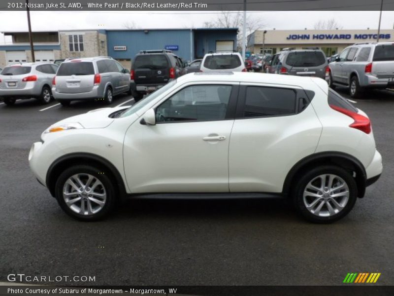 White Pearl / Black/Red Leather/Red Trim 2012 Nissan Juke SL AWD