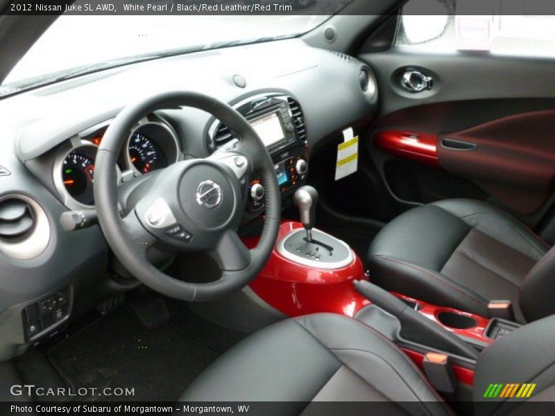  2012 Juke SL AWD Black/Red Leather/Red Trim Interior