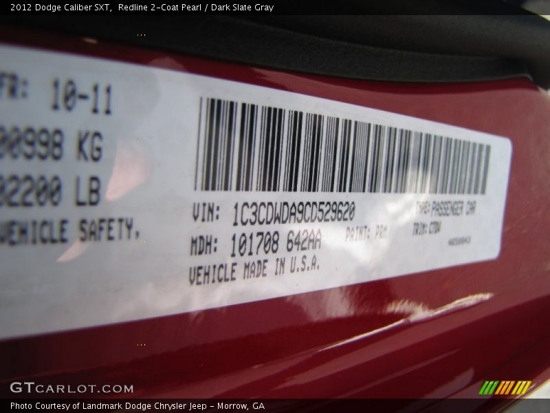 Redline 2-Coat Pearl / Dark Slate Gray 2012 Dodge Caliber SXT
