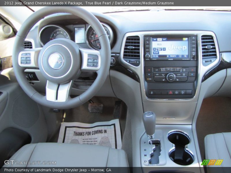 True Blue Pearl / Dark Graystone/Medium Graystone 2012 Jeep Grand Cherokee Laredo X Package