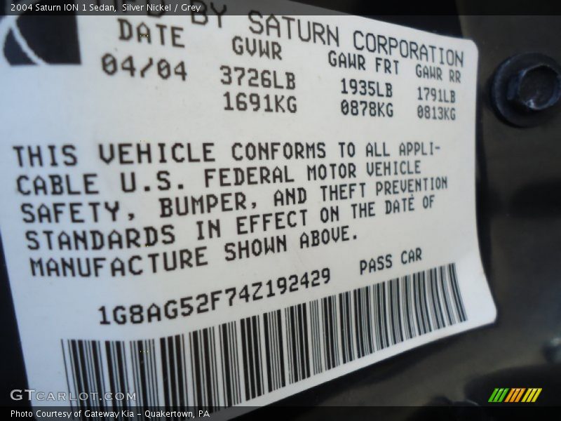 Silver Nickel / Grey 2004 Saturn ION 1 Sedan