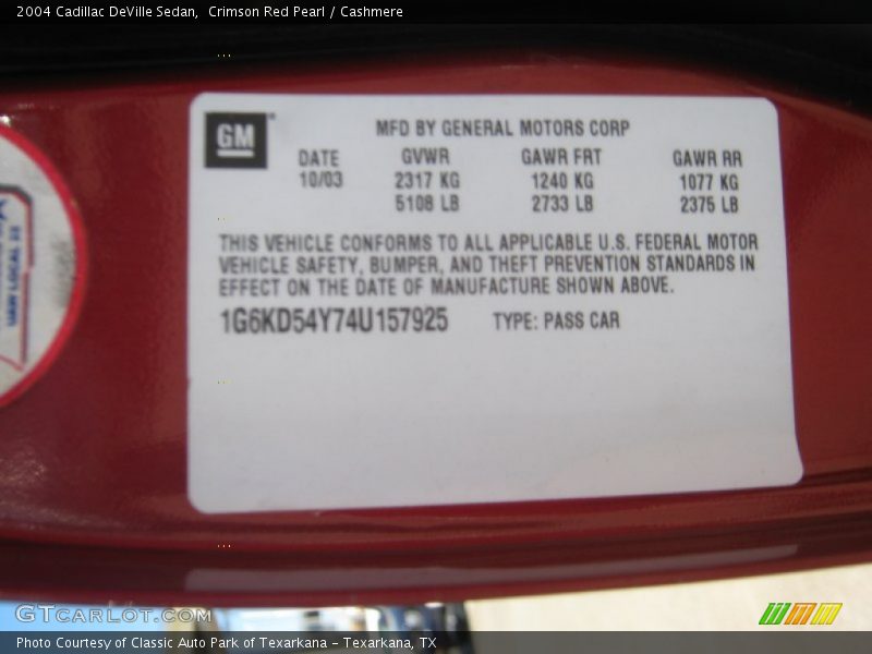 Crimson Red Pearl / Cashmere 2004 Cadillac DeVille Sedan