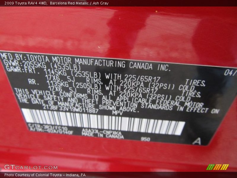 Barcelona Red Metallic / Ash Gray 2009 Toyota RAV4 4WD