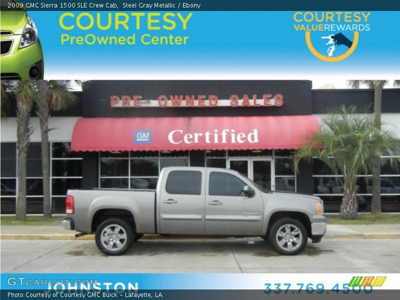 Steel Gray Metallic / Ebony 2009 GMC Sierra 1500 SLE Crew Cab