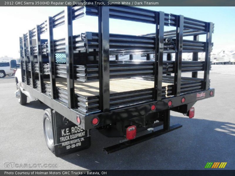Summit White / Dark Titanium 2012 GMC Sierra 3500HD Regular Cab Dually Stake Truck