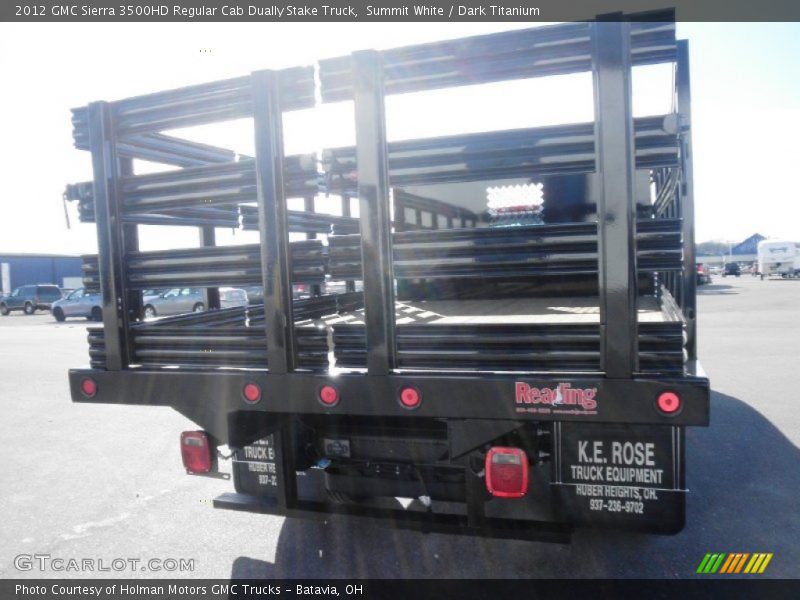 Summit White / Dark Titanium 2012 GMC Sierra 3500HD Regular Cab Dually Stake Truck