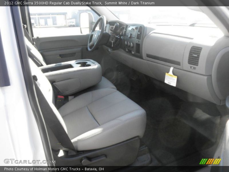 Summit White / Dark Titanium 2012 GMC Sierra 3500HD Regular Cab Dually Stake Truck