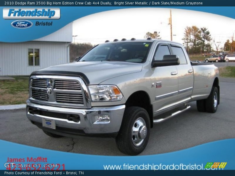 Bright Silver Metallic / Dark Slate/Medium Graystone 2010 Dodge Ram 3500 Big Horn Edition Crew Cab 4x4 Dually