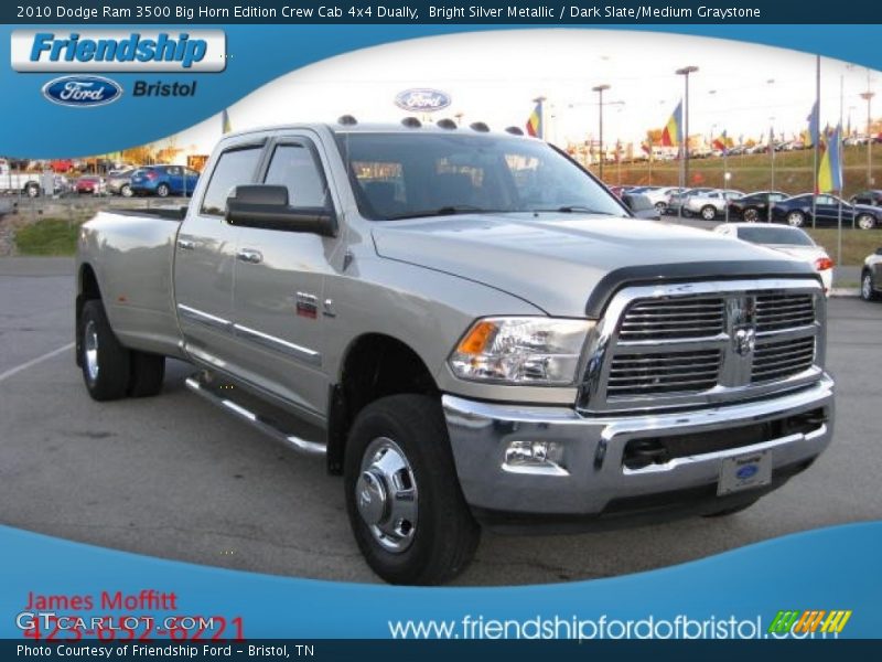 Bright Silver Metallic / Dark Slate/Medium Graystone 2010 Dodge Ram 3500 Big Horn Edition Crew Cab 4x4 Dually