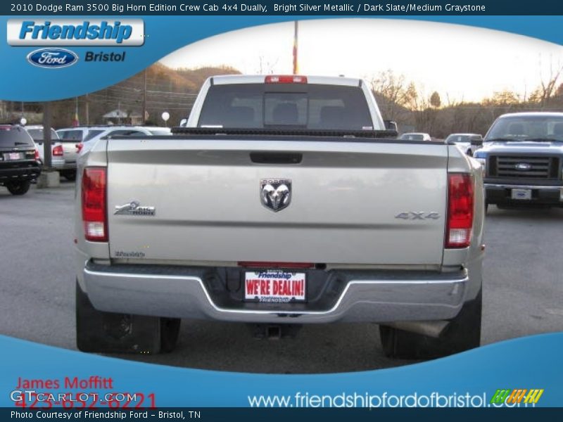 Bright Silver Metallic / Dark Slate/Medium Graystone 2010 Dodge Ram 3500 Big Horn Edition Crew Cab 4x4 Dually