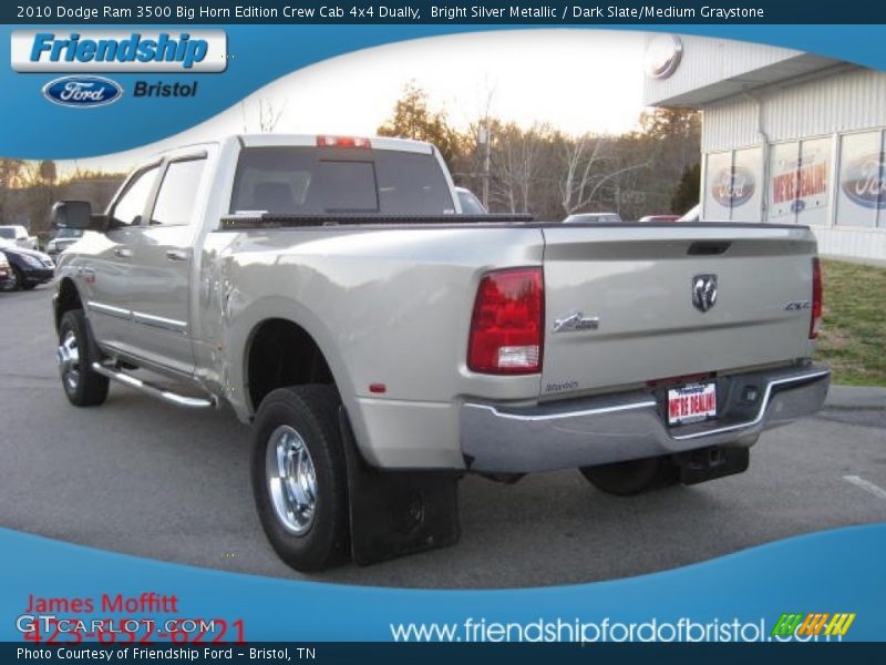 Bright Silver Metallic / Dark Slate/Medium Graystone 2010 Dodge Ram 3500 Big Horn Edition Crew Cab 4x4 Dually