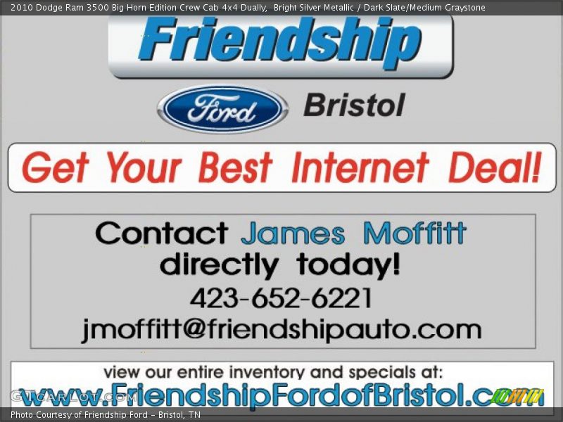 Bright Silver Metallic / Dark Slate/Medium Graystone 2010 Dodge Ram 3500 Big Horn Edition Crew Cab 4x4 Dually