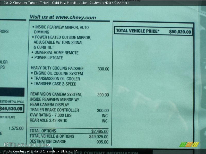 Gold Mist Metallic / Light Cashmere/Dark Cashmere 2012 Chevrolet Tahoe LT 4x4