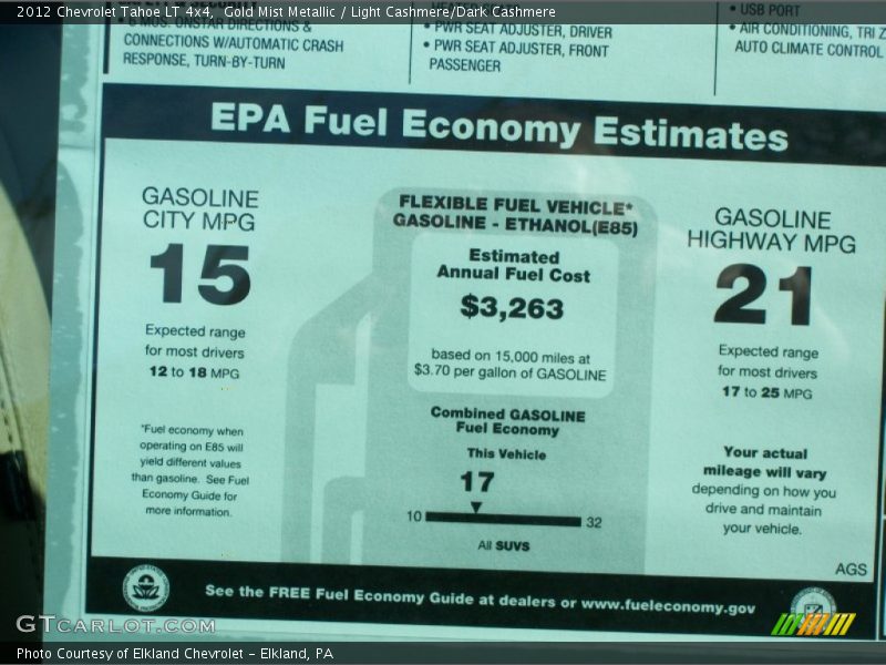 Gold Mist Metallic / Light Cashmere/Dark Cashmere 2012 Chevrolet Tahoe LT 4x4