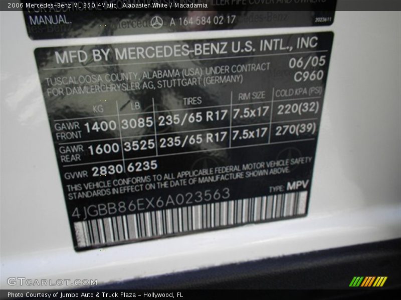 Alabaster White / Macadamia 2006 Mercedes-Benz ML 350 4Matic