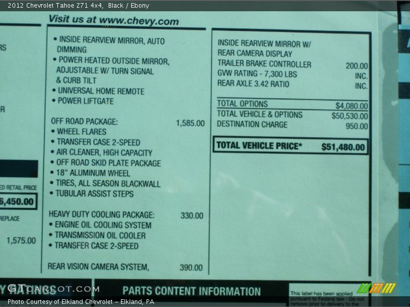 Black / Ebony 2012 Chevrolet Tahoe Z71 4x4