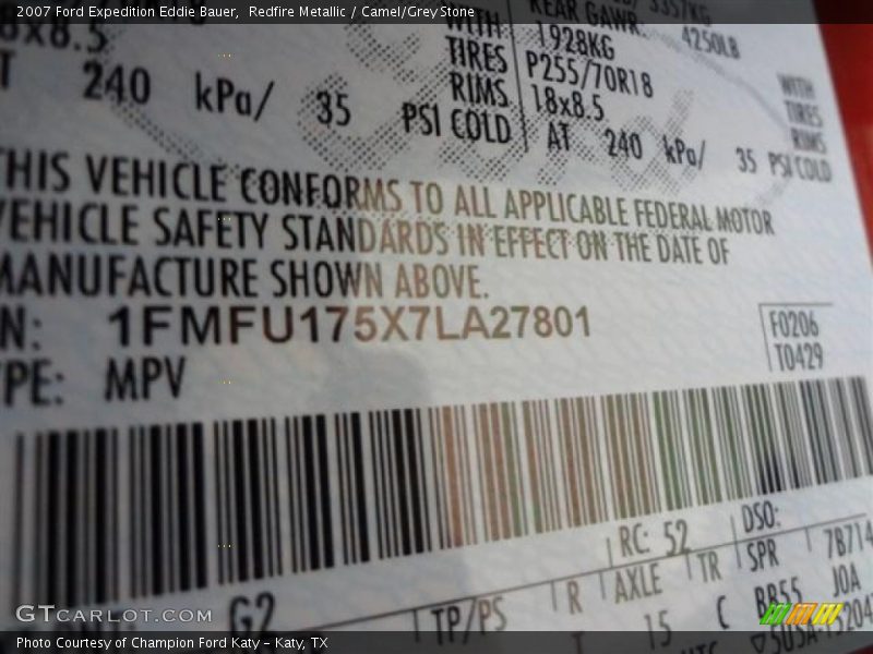 2007 Expedition Eddie Bauer Redfire Metallic Color Code G2