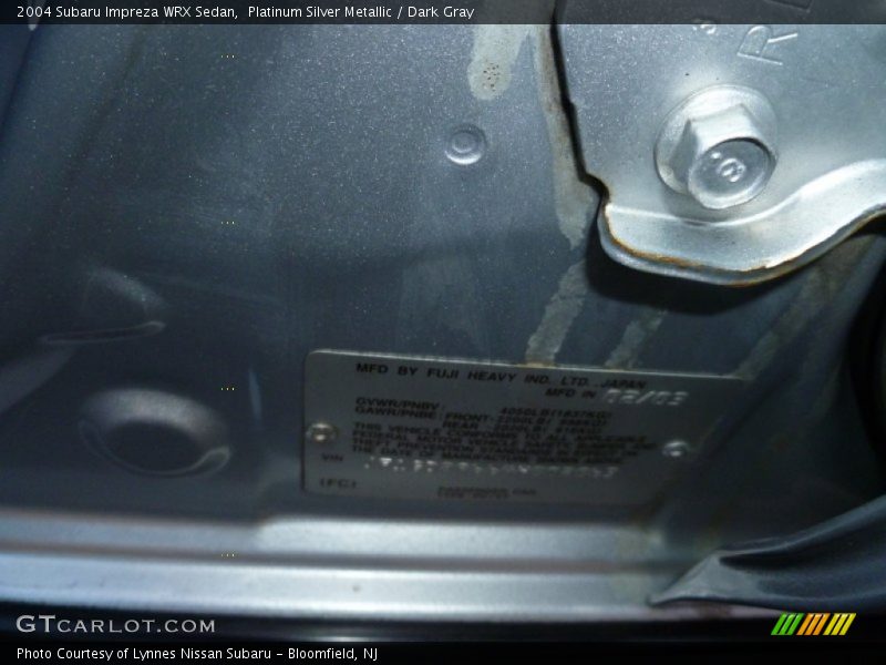 Platinum Silver Metallic / Dark Gray 2004 Subaru Impreza WRX Sedan