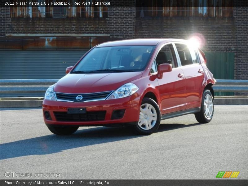Red Alert / Charcoal 2012 Nissan Versa 1.8 S Hatchback