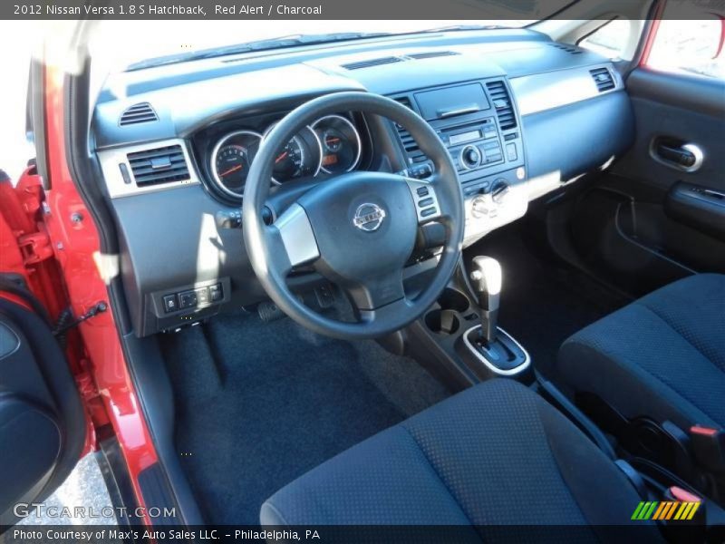Red Alert / Charcoal 2012 Nissan Versa 1.8 S Hatchback