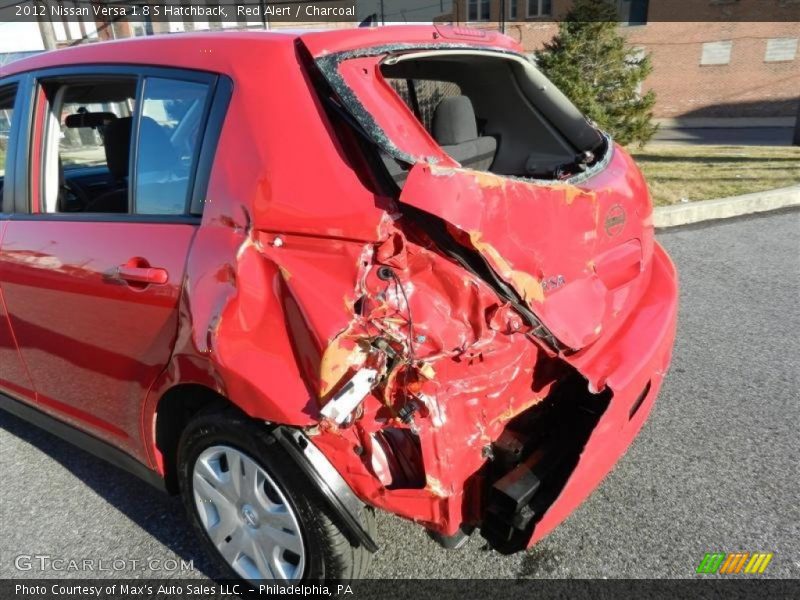 Red Alert / Charcoal 2012 Nissan Versa 1.8 S Hatchback
