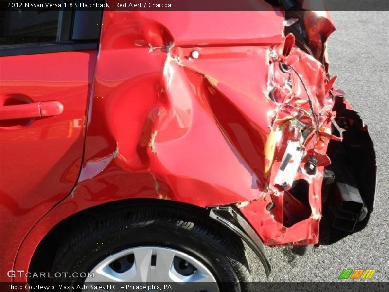 Red Alert / Charcoal 2012 Nissan Versa 1.8 S Hatchback