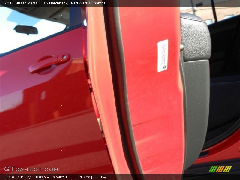 Red Alert / Charcoal 2012 Nissan Versa 1.8 S Hatchback