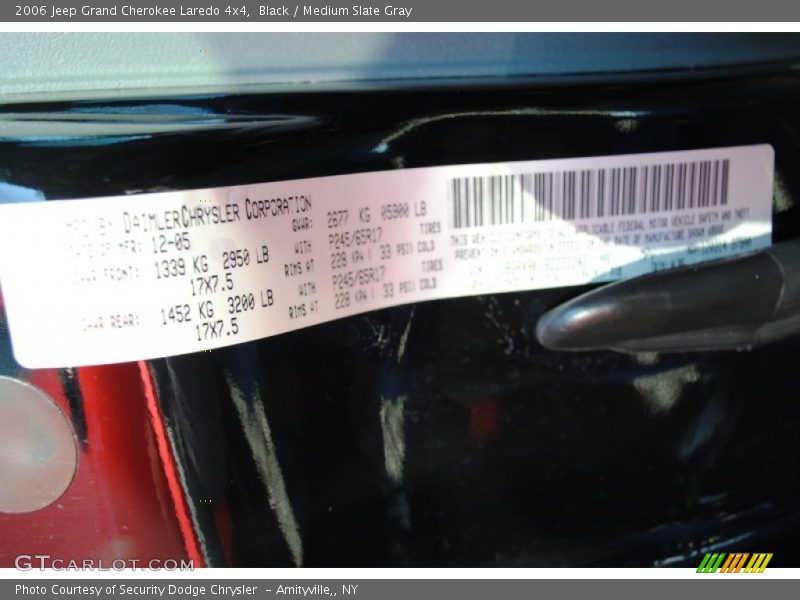 Black / Medium Slate Gray 2006 Jeep Grand Cherokee Laredo 4x4