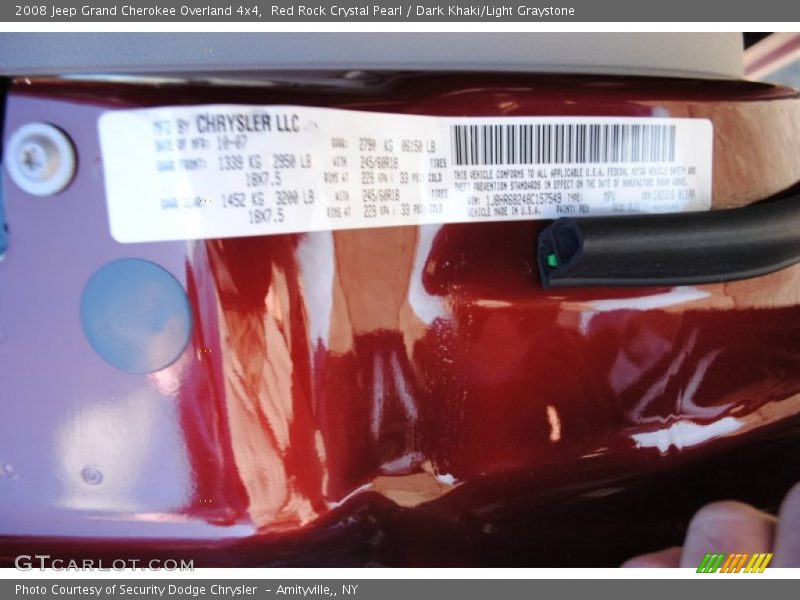 Red Rock Crystal Pearl / Dark Khaki/Light Graystone 2008 Jeep Grand Cherokee Overland 4x4