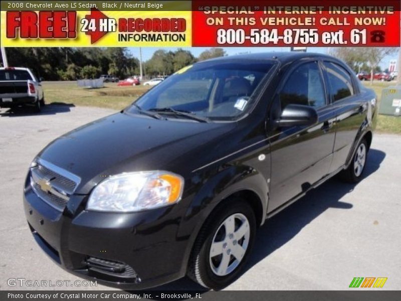 Black / Neutral Beige 2008 Chevrolet Aveo LS Sedan