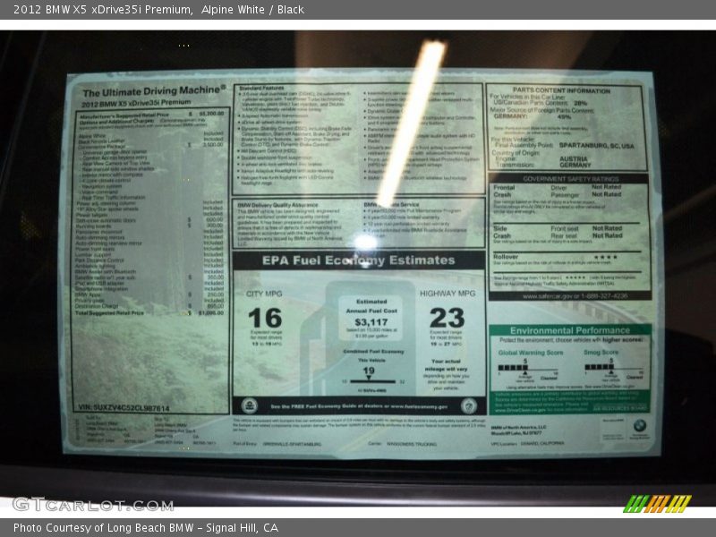 Alpine White / Black 2012 BMW X5 xDrive35i Premium