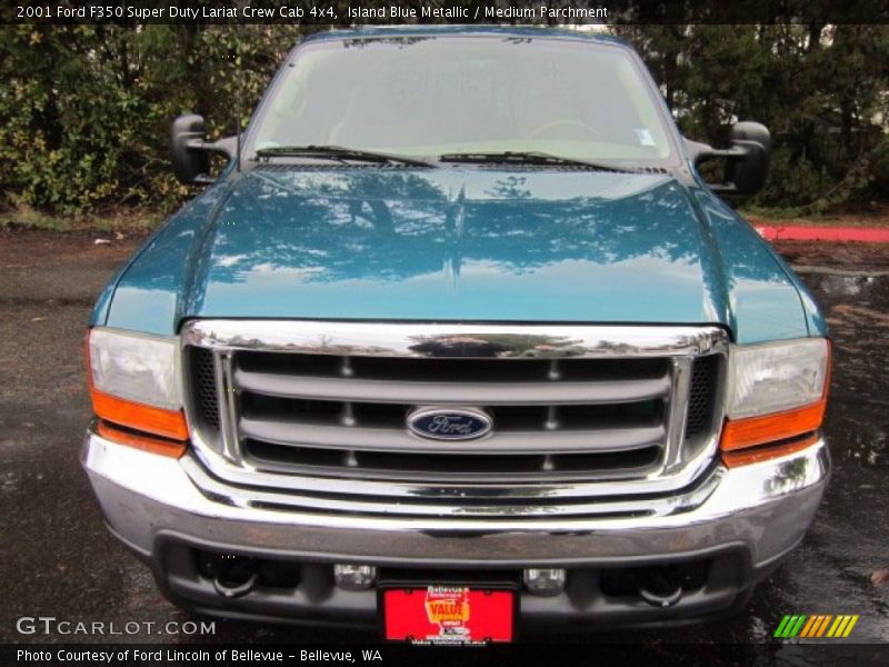 Island Blue Metallic / Medium Parchment 2001 Ford F350 Super Duty Lariat Crew Cab 4x4