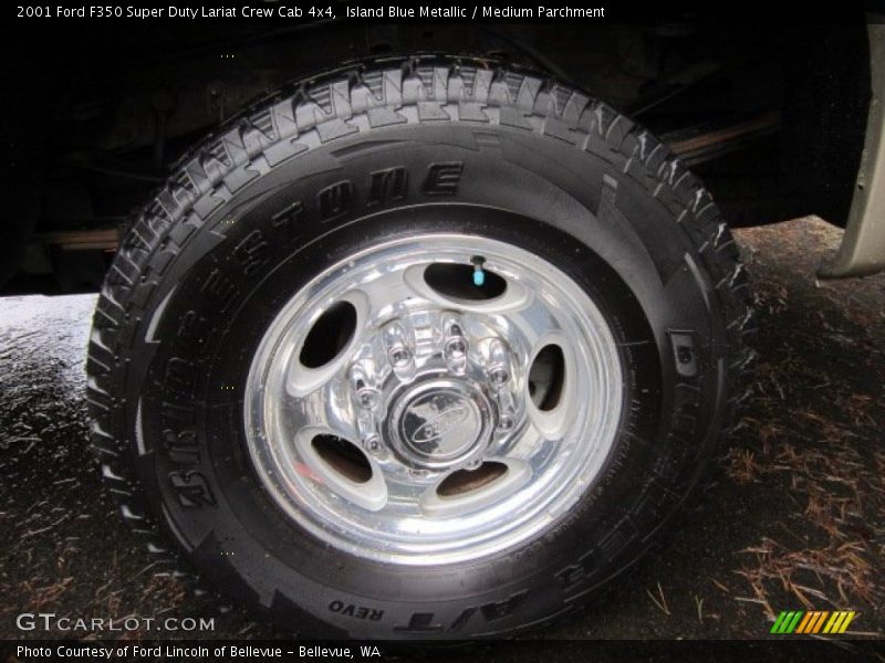 Island Blue Metallic / Medium Parchment 2001 Ford F350 Super Duty Lariat Crew Cab 4x4