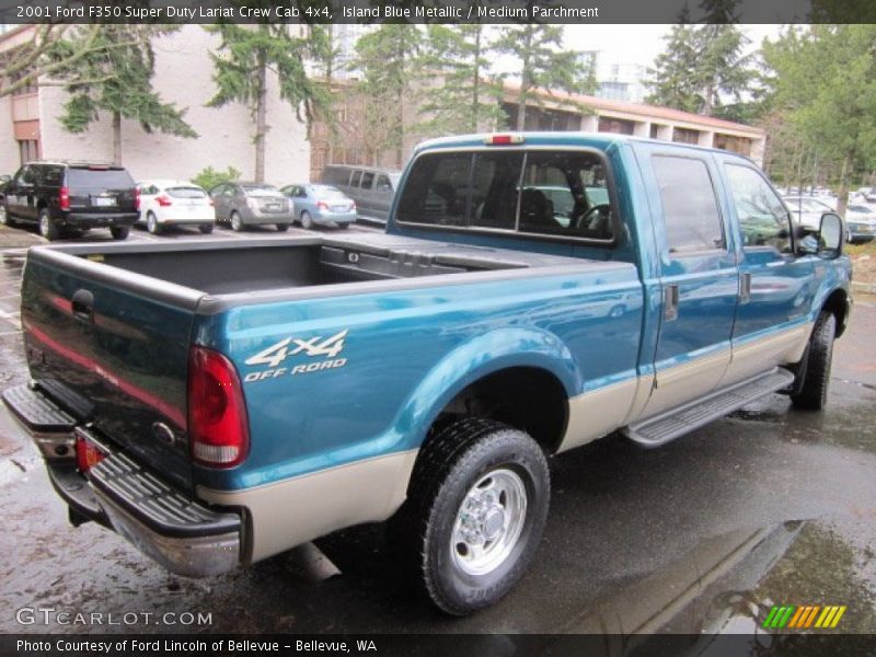 Island Blue Metallic / Medium Parchment 2001 Ford F350 Super Duty Lariat Crew Cab 4x4
