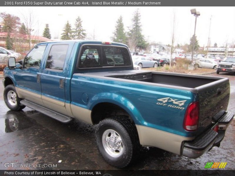 Island Blue Metallic / Medium Parchment 2001 Ford F350 Super Duty Lariat Crew Cab 4x4