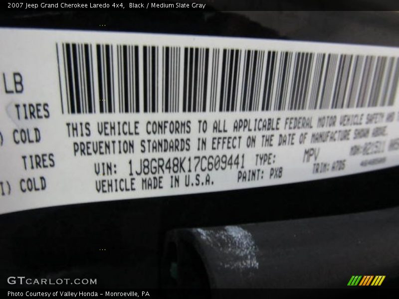 Black / Medium Slate Gray 2007 Jeep Grand Cherokee Laredo 4x4