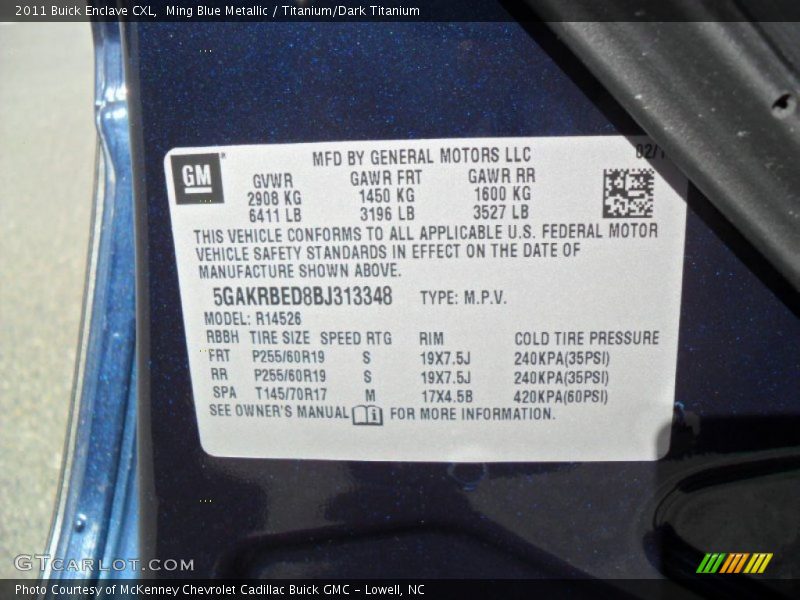 Ming Blue Metallic / Titanium/Dark Titanium 2011 Buick Enclave CXL