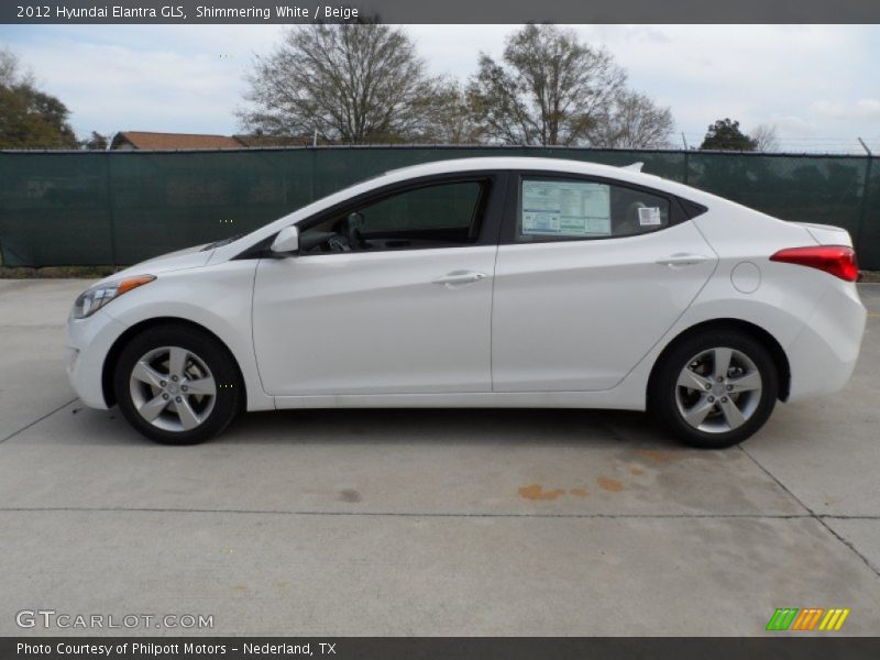 Shimmering White / Beige 2012 Hyundai Elantra GLS