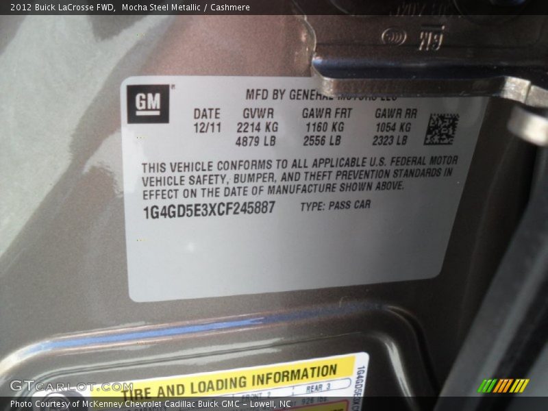 Mocha Steel Metallic / Cashmere 2012 Buick LaCrosse FWD