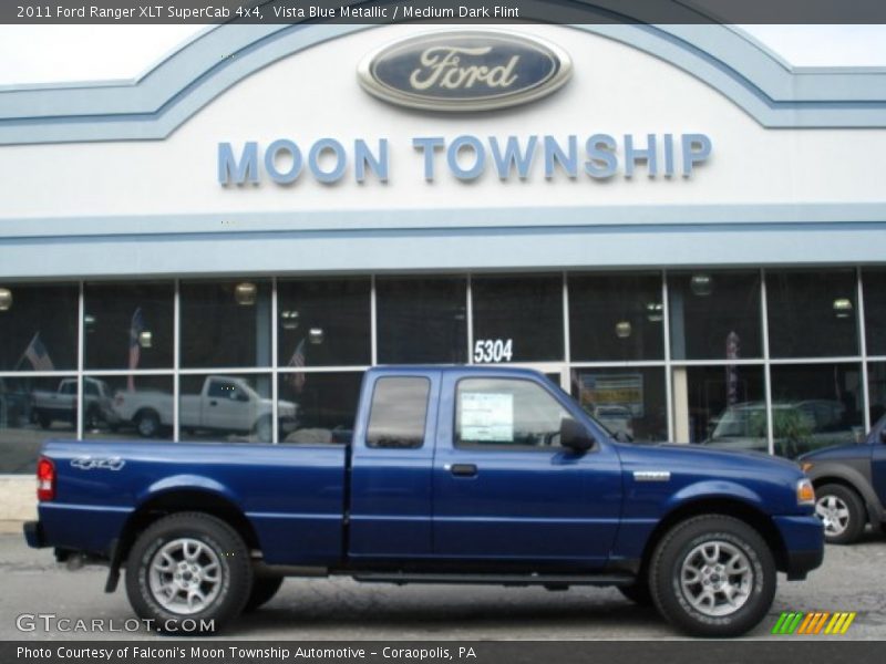 Vista Blue Metallic / Medium Dark Flint 2011 Ford Ranger XLT SuperCab 4x4