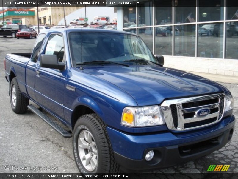 Vista Blue Metallic / Medium Dark Flint 2011 Ford Ranger XLT SuperCab 4x4