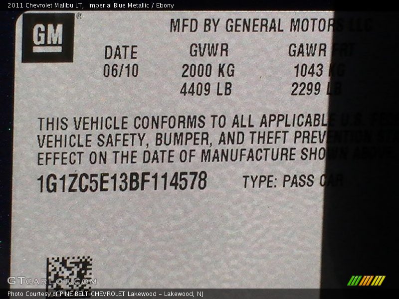 Imperial Blue Metallic / Ebony 2011 Chevrolet Malibu LT