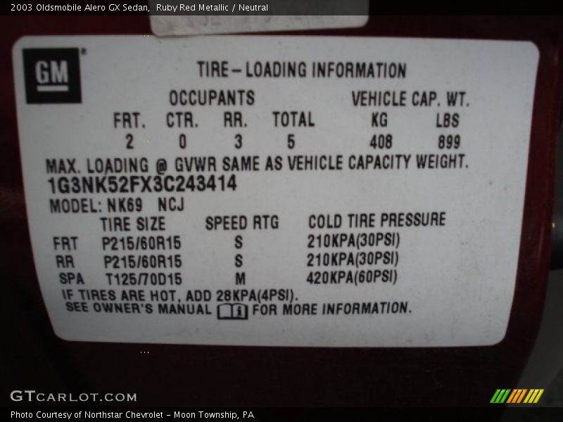 Ruby Red Metallic / Neutral 2003 Oldsmobile Alero GX Sedan