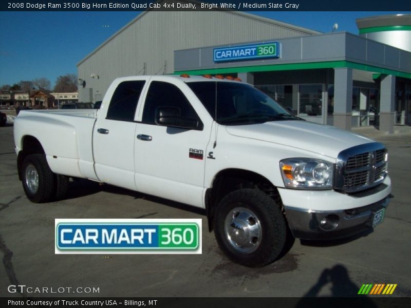 Bright White / Medium Slate Gray 2008 Dodge Ram 3500 Big Horn Edition Quad Cab 4x4 Dually
