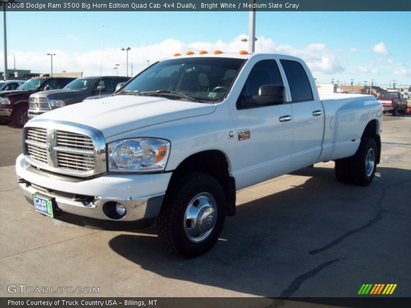 Bright White / Medium Slate Gray 2008 Dodge Ram 3500 Big Horn Edition Quad Cab 4x4 Dually