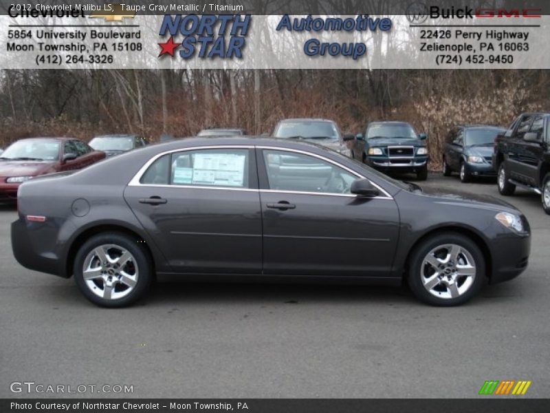 Taupe Gray Metallic / Titanium 2012 Chevrolet Malibu LS